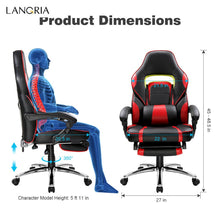 Load image into Gallery viewer, LANGRIA Adjustable Office Chair Ergonomic High-Back Faux Leather Racing Style Reclining Computer Gaming Executive PaddedFootrest