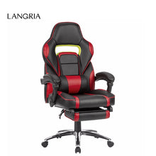Load image into Gallery viewer, LANGRIA Ergonomic High-Back Faux Leather Racing Style Reclining Computer Gaming Executive Office Chair with Padded Footrest