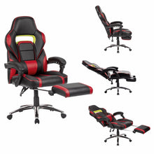 Load image into Gallery viewer, LANGRIA Ergonomic High-Back Faux Leather Racing Style Reclining Computer Gaming Executive Office Chair with Padded Footrest