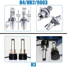 Load image into Gallery viewer, LED H4 Car LED Headlight BulbS 50W 10000Lm 6000K HB2 9003 Hi/Lo Beam ZES Chips and LED H3 3000K/6000K/9000K 1860 bulbs