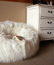 Load image into Gallery viewer, Large island design original bean bag fur lounger, elegant and high warm soft beanbag sofa cushion