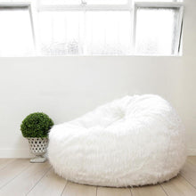 Load image into Gallery viewer, Large island design original bean bag fur lounger, elegant and high warm soft beanbag sofa cushion