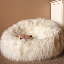 Load image into Gallery viewer, Large island design original bean bag fur lounger, elegant and high warm soft beanbag sofa cushion