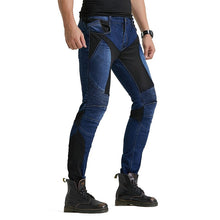 Load image into Gallery viewer, Loong Biker New High Quality Men Motorcycle Breathable Jeans Drop Resistance Slim Denim Jean Automobile Race Pants Blue Black