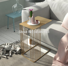 Load image into Gallery viewer, Luxury gold Creative wrought iron coffee table modern minimalist small table bedroom bedside table sofa side corner