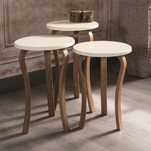 Load image into Gallery viewer, MADE IN TURKEY 3 Pieces Coffee Tables Mini Modern Beige Practical Tea Tables Living Room Zigon Wood Home Accessories