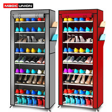 Load image into Gallery viewer, Magic Union Simple Multifunctional Storage Shoe Rack Oxford Dustproof Storage Shoes Cabinet 10 Layers 9 Grids Shoes Shelf