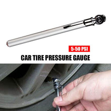 Load image into Gallery viewer, Metal Tire Pressure Gauge Tmps Digital Display Automobile 5-50PSI Silver Stainless Steel Motorcycle Test Tyre Tire Pressure Pen