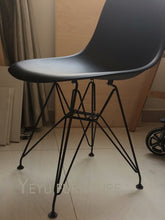 Load image into Gallery viewer, Minimalist Modern Design Plastic and black metal Leg Dining Side Chair Simple Design black cafe loft leisure chair modern chair