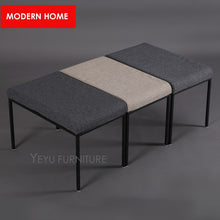Load image into Gallery viewer, Minimalist Modern Design Upholstered soft cover and metal ottoman stool bench shoes stool Living Room bed end stools long bench
