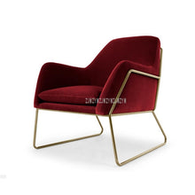 Load image into Gallery viewer, Modern Fashion Single Sofa Chair Armrest Nordic Minimalist Sofa Living Room Chair Flannelette Soft Seat Cushion Metal Iron Frame