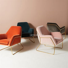 Load image into Gallery viewer, Modern Fashion Single Sofa Chair Armrest Nordic Minimalist Sofa Living Room Chair Flannelette Soft Seat Cushion Metal Iron Frame