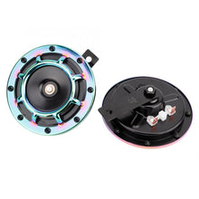 Load image into Gallery viewer, Modified Multicolour Horn Speakers Klaxon Loudspeaker 12V Universal for Automobile Motorcycle