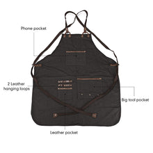 Load image into Gallery viewer, Motorcycle Automobile Accessories Canvas Real Leather Patchwork Man Apron Pockets Work Apron For Men's Gift D40