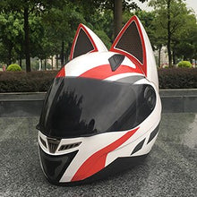 Load image into Gallery viewer, Motorcycle helmet with cat ears automobile race antifog full face helmet personality design with horn capacete casco