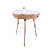 Load image into Gallery viewer, Multifunctional sofa side table creative smart Bluetooth speaker wireless charging USB solid wood round end table