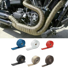 Load image into Gallery viewer, New 2.5CM 5M Roll Fiberglass Exhaust Header Pipe Heat Wrap Tape + 4 Ties Kit Hot For Automobile/Motorcycle Repair Accessories