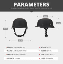 Load image into Gallery viewer, New Leather Motorcycle Helmet German Motorcycle Open Face Half Helmet Chopper Biker Pilot DOT BLACK/