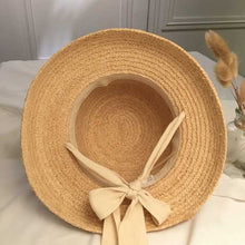 Load image into Gallery viewer, New fashion women' Summer sun hat Handmade Raffia cap Visor Ribbon hat Wide side Travel vacation Beach hat Elegant lady seaside