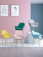 Load image into Gallery viewer, Nordic luxury dining chair net red nail makeup chair tea coffee chair home designer wrought iron home study bedroom chair