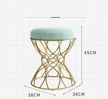 Load image into Gallery viewer, Nordic makeup stool bedroom nail shop princess chair makeup chairs modern minimalist iron gold dressing stool chairs