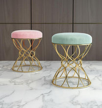 Load image into Gallery viewer, Nordic makeup stool bedroom nail shop princess chair makeup chairs modern minimalist iron gold dressing stool chairs