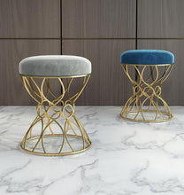 Load image into Gallery viewer, Nordic makeup stool bedroom nail shop princess chair makeup chairs modern minimalist iron gold dressing stool chairs