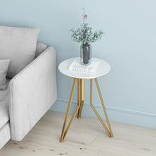 Load image into Gallery viewer, Nordic simple wrought iron marble side sofa corner living room golden small coffee table creative small round table