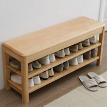 Load image into Gallery viewer, Nordic solid wood shoes bench rack stool shoe cabinet door can be worn shoes bench porch test shoes stool home