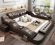 Load image into Gallery viewer, Norway Modern Bedroom Storage Leather Bed Multifunction Message Tatami Bed Smart Bed With Bluetooth Speaker
