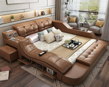 Load image into Gallery viewer, Norway Modern Bedroom Storage Leather Bed Multifunction Message Tatami Bed Smart Bed With Bluetooth Speaker