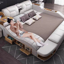 Load image into Gallery viewer, Norway Modern Bedroom Storage Leather Bed Multifunction Message Tatami Bed Smart Bed With Bluetooth Speaker
