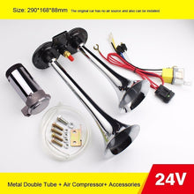 Load image into Gallery viewer, OHANEE 12V  24V air horn Compressor Single Tone Trumpet klakson moto claxon Chrome  For Car Truck motorcycle Lorry Boat Train