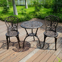 Load image into Gallery viewer, Outdoor Indoor use Patio Cast Aluminum Bistro Set table with 2 chairs in Antique Copper