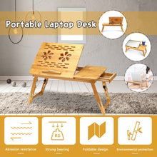 Load image into Gallery viewer, Portable Folding Bamboo Laptop Table Sofa Bed Office Laptop Stand Desk With Cooling Fan Bed Table For Computer Notebook Books