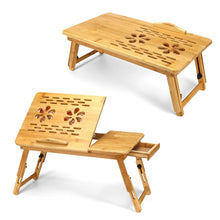 Load image into Gallery viewer, Portable Folding Bamboo Laptop Table Sofa Bed Office Laptop Stand Desk With Cooling Fan Bed Table For Computer Notebook Books