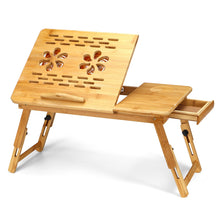 Load image into Gallery viewer, Portable Folding Bamboo Laptop Table Sofa Bed Office Laptop Stand Desk With Cooling Fan Bed Table For Computer Notebook Books