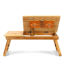 Load image into Gallery viewer, Portable Folding Bamboo Laptop Table Sofa Bed Office Laptop Stand Desk With Cooling Fan Bed Table For Computer Notebook Books