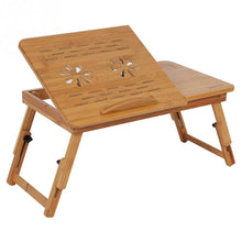Load image into Gallery viewer, Portable Folding Bamboo Laptop Table Sofa Bed Office Laptop Stand Desk With Fan Bed Table For Computer Notebook Studying