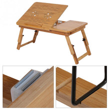 Load image into Gallery viewer, Portable Folding Bamboo Laptop Table Sofa Bed Office Laptop Stand Desk With Fan Bed Table For Computer Notebook Studying