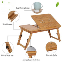 Load image into Gallery viewer, Portable Folding Bamboo Laptop Table Sofa Bed Office Laptop Stand Desk With Fan Bed Table For Computer Notebook Studying