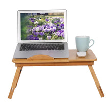 Load image into Gallery viewer, Portable Folding Bamboo Laptop Table Sofa Bed Office Laptop Stand Desk With Fan Bed Table For Computer Notebook Studying