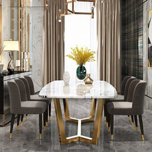 Load image into Gallery viewer, Post-modern light luxury marble dining table Gold-plated stainless steel dining table and chair rectangle table