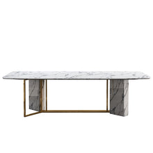 Load image into Gallery viewer, Post-modern light luxury marble dining table Gold-plated stainless steel dining table and chair  rectangle table