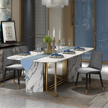 Load image into Gallery viewer, Post-modern light luxury marble dining table Gold-plated stainless steel dining table and chair  rectangle table