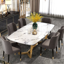 Load image into Gallery viewer, Post-modern light luxury marble dining table Gold-plated stainless steel dining table and chair rectangle table