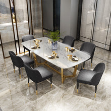 Load image into Gallery viewer, Post-modern light luxury marble dining table Gold-plated stainless steel dining table and chair rectangle table