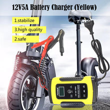 Load image into Gallery viewer, Red Car Battery Charger Automobile Motorcycle Intelligent Pulse Repair 12V 5A LCD Motocycle Battery Charging Device