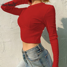 Load image into Gallery viewer, SUCHCUTE soild female tshirt knit long sleeve 2019 White Wild T Shirt casual fashion tee club simple women tops outfits