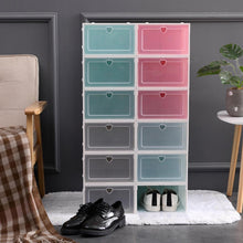 Load image into Gallery viewer, Shoe cabinet with a pair of shoes Foldable Clear Shoes Storage Box Plastic Stackable Shoe Organizer shoe closet shoe rack shelf